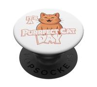 Gato Divertido Purrfect Cat Day Amante de los Gatos PopSockets PopGrip Adhesivo