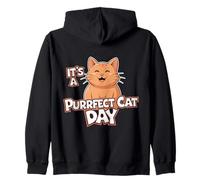 Gato Divertido Purrfect Cat Day Amante de los Gatos Sudadera con Capucha