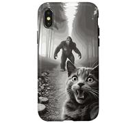 Gato Divertido Selfie Con Sasquatch En Bosque Para Fans De Carcasa para iPhone X/XS