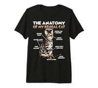 Gato Divertido T | Anatomía del Gato de Bengala | Gatos de Camiseta Premium