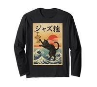 Gato Divertido Tocando Campanas para músico percusionista Manga Larga