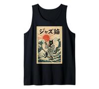 Gato Divertido Tocando Canesta para Músico De Jazz Percusión Camiseta sin Mangas