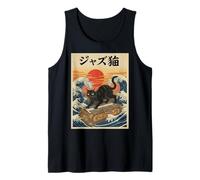 Gato Divertido Tocando el Piano para músico de Jazz Pianista Camiseta sin Mangas