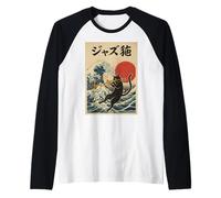 Gato Divertido Tocando el trombón para músico de Jazz trombonista Camiseta Manga Raglan