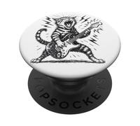 Gato Divertido Tocando Guitarra Rock & Roll Vintage música Arte PopSockets PopGrip Adhesivo