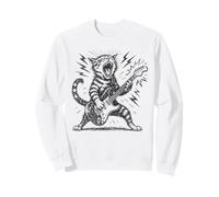 Gato Divertido Tocando Guitarra Rock & Roll Vintage música Arte Sudadera
