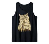 Gato Divertido Tocando Trompeta Moody Gatos tristes Humor Peculiar extraño Camiseta sin Mangas