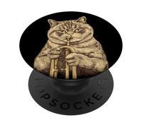 Gato Divertido Tocando Trompeta Moody Gatos tristes Humor Peculiar extraño PopSockets PopGrip Adhesivo