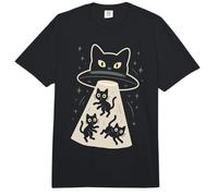 Gato Divertido y ovni, Nave Espacial, Gatito Lindo, Extraterrestre y Gatos Comfort Colors Adult Heavyweight T-Shirt