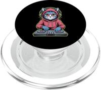 Gato Dj En Accion Con Auriculares Y Sudadera PopSockets PopGrip para MagSafe