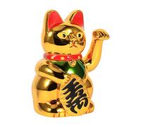 Gato Dorado de la Suerte, Gato de la Suerte Dorado de 5 Pulgadas con Brazo Oscilante, Ideal para Decoración del Hogar, la Oficina, el Coche y La Empresa