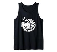 Gato dormilón de Dibujos Animados - Gato Minimalista de Arte de línea Negra Camiseta sin Mangas