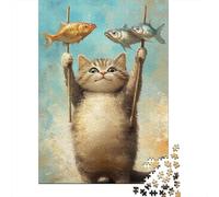 Gato Dos Peces Puzzle de 1000 Piezas Papel para Adultos Relajante Decoración Familiar Regalo 38x26cm/1000pcs