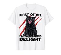 Gato Duende Gato Negro Sarcasmo zoomies Gato del Caos Camiseta gráfica económica, Hombre, Blanco, L