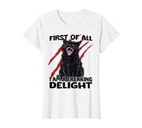 Gato Duende Gato Negro Sarcasmo zoomies Gato del Caos Camiseta gráfica económica, Mujer, Blanco, XS