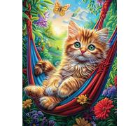 Gato durmiendo en una Hamaca Puzzle 1000 Piezas Cartón Grueso para Adultos Sueño Mágico de Ciencia Ficción Decoración Única Hogar Noches Juegos En Familia Regalo De Año Nuevo 1000 PCS