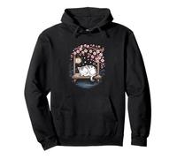 Gato Durmiendo Entre Flores De Cerezo Sudadera con Capucha