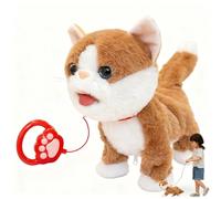 Gato Eléctrico de Peluche, Set de Gato para Pasear con Correa, Gato Interactivo Que Habla, Canta y Baila, Gatito Que Imita y Repite Lo Que Dices, Control por Tacto y Voz Yellow Cat