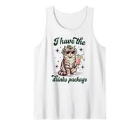 Gato Elegante con cócteles y Rodillos para el Pelo, Divertido Gatito de Vacaciones Camiseta sin Mangas