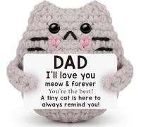 Gato emocional hecho a mano, para papá de hijos e hijas, regalos de cumpleaños de animales de ganchillo positivos, el mejor regalo para papá, te amo papá