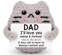 Gato emocional hecho a mano, para papá de hijos e hijas, regalos de cumpleaños de animales de ganchillo positivos, el mejor regalo para papá, te amo papá