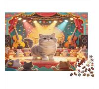 Gato en el Escenario Puzzle de 1000 Piezas Juego de Puzzle 1000 Piezas Papel Adultos Ambiente de Teatro Relajación Familia Hogar Regalo 70x50cm/1000pcs