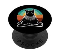 Gato en esterilla de yoga con Ruth Bader Ginsburg Collar RBG feminista PopSockets PopGrip Adhesivo