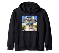 Gato En Japón En El Castillo Himeji Sudadera con Capucha