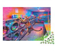Gato en Lavandería Puzzle para Adultos Puzzle de 1000 Piezas Arte Moderno Colorido Relajación Atención Familia Decoración Regalo Festivo 38x26cm/1000pcs
