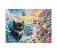 Gato en océano y Galaxia Puzzle 500 Piezas Educativo 3D Juego De Rompecabezas para Familia Entretenimiento Creativo Construir Maquetas 500 PCS