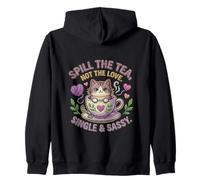 Gato en Taza de té derrama el té, no Amo, Gatito Lindo Soltero Sudadera con Capucha