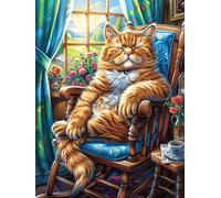 Gato en un sillón Acogedor Puzzle 500 Piezas Familiar Pasatiempo Cuento de Hadas acompañante mágico Rompecabezas 3D para Familia Juguete Educativo Construir Maquetas Aliviar Estrés 500 PCS