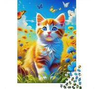 Gato Encantador Puzzle Papel, Pradera Soleada Ejercicio Mental, Rompecabezas Gato 1000 Piezas Adultos Decoración Alivio Estrés 70x50cm/1000pcs