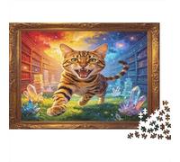 Gato energético Puzzle de 1000 Piezas Puzzle para Adultos Juego de Puzzle 1000 Piezas Escena Fantasía Cristales Coloridos Papel Relaja Decora Regalo Nan