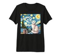 Gato Escocés Contempla La Noche Estrellada Camiseta Premium