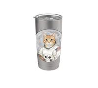 Gato espacial Astronauta Luna Galaxia Gato Astronauta Gatito Vaso térmico de acero inoxidable de doble pared