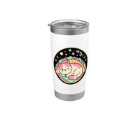 Gato espacial Kawaii siesta en un sueño de concha de taco Vaso térmico de acero inoxidable de doble pared