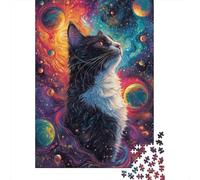 Gato Espacial Puzzle de 1000 Piezas Papel para Adultos Vista Galaxia Relajante Decoración Hogar Regalo 70x50cm/1000pcs