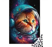 Gato Espacial Puzzle para Adultos Puzzle de 1000 Piezas Material de Papel Exploración Galáctica Puzzle para Toda la Familia Decoración Hogar Regalo Relajante 52x38cm/1000pcs