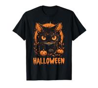 Gato espeluznante y calabazas Halloween Vibes Happy Design Camiseta