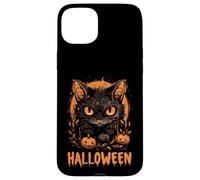 Gato espeluznante y calabazas Halloween Vibes Happy Design Carcasa para iPhone 15 Plus