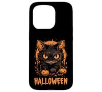 Gato espeluznante y calabazas Halloween Vibes Happy Design Carcasa para iPhone 15 Pro