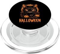 Gato espeluznante y calabazas Halloween Vibes Happy Design PopSockets PopGrip para MagSafe