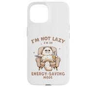 Gato esponjoso, no soy perezoso, modo de ahorro de ingestión, té Boba de burbujas Carcasa para iPhone 15