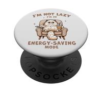 Gato esponjoso, no soy perezoso, modo de ahorro de ingestión, té Boba de burbujas PopSockets PopGrip Adhesivo