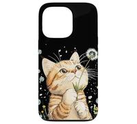 Gato esponjoso sosteniendo un diente de león para un momento dulce Carcasa para iPhone 13 Pro