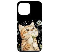 Gato esponjoso sosteniendo un diente de león para un momento dulce Carcasa para iPhone 13 Pro Max