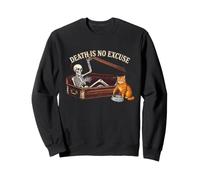Gato Esqueleto Divertido Muerte no es Excusa Espeluznante Gatito Amante Sudadera