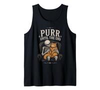Gato Esqueleto Divertido ronroneo hasta el Final Espeluznante Gatito Amante Camiseta sin Mangas