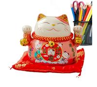Gato - Estatua de Maneki Neko | Maneki Neko Fortune Cat 4.5 Pulgadas Linda Figura de Gatos de Riqueza, Figura Coleccionable, decoración de cerámica para el hogar, de decoración de la